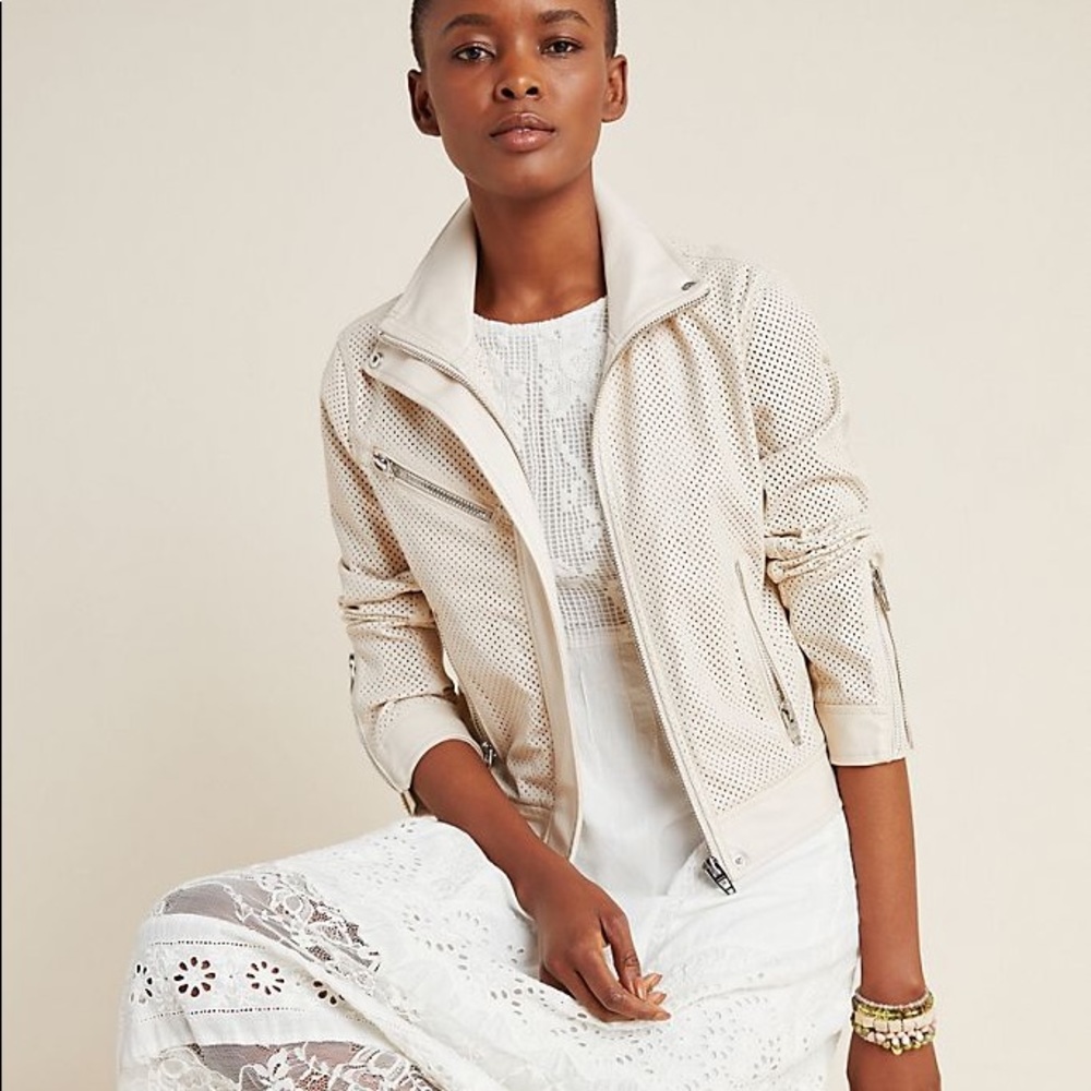 Anthro Imelda Perforated Faux Leather Moto Jacket